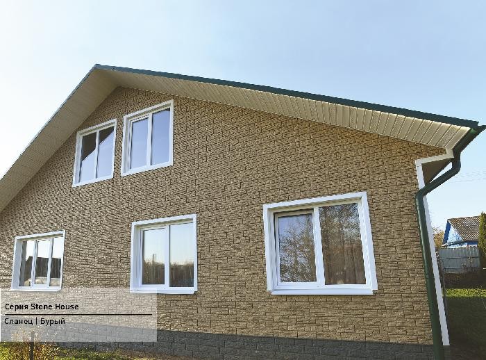 Фасадная панель Ю-пласт Стоун хаус сланец Бурый купить в Тест