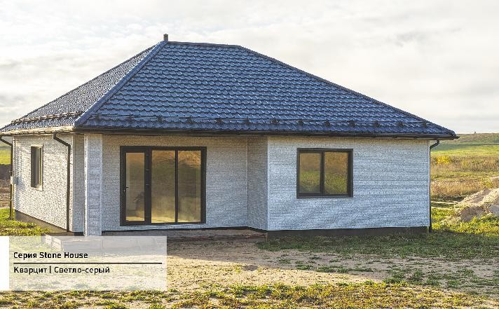 Фасадная панель Ю-пласт Стоун Хаус Кварцит Светло-серый купить в Тест