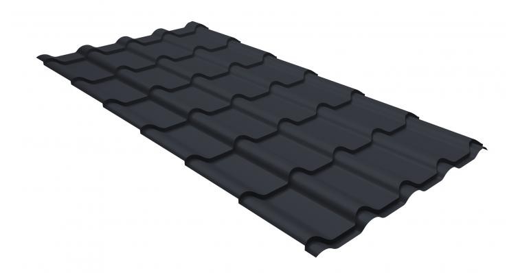 Металлочерепица камея GL 0,5 GreenCoat Pural RR 23 темно-серый (RAL 7024 мокрый асфальт) купить в Тест