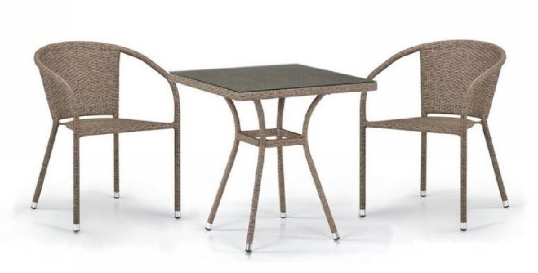 Комплект плетеной мебели AFINA из иск. ротанга T282BNT/Y137C-W56 Light Brown 2Pcs купить в Тест
