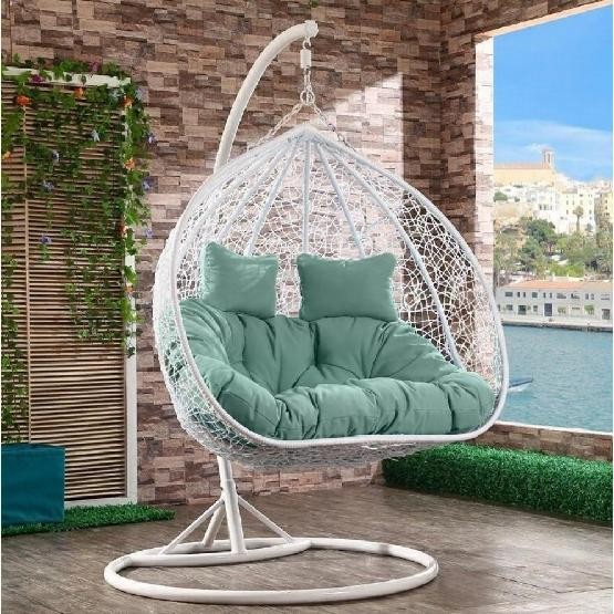 Кресло Подвесное из искусственного ротанга AFM-109A White/Green купить в Тест