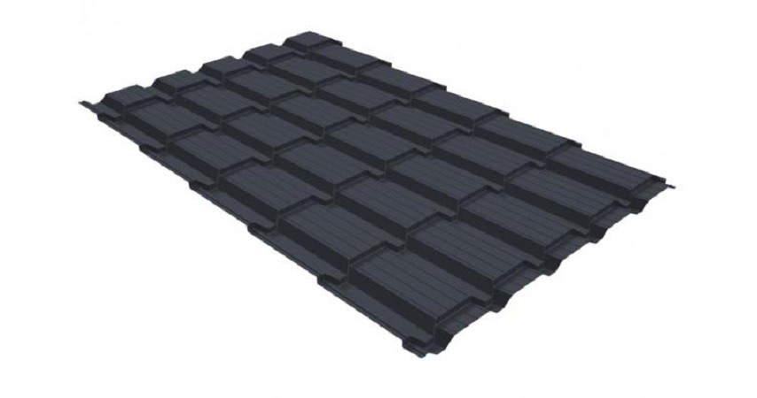 Металлочерепица GL квадро профи 0,5 GreenCoat Pural RR 23 темно-серый (RAL 7024) мокрый асфальт купить в Тест
