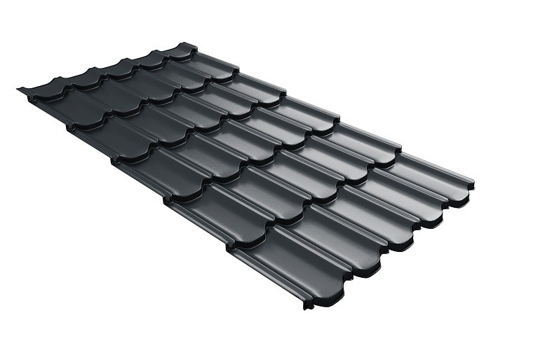 Металлочерепица квинта плюс с 3D резом 0,5 Satin RAL 7016 антрацитово-серый купить в Тест