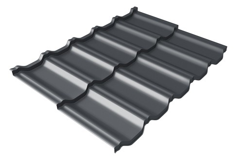 Металлочерепица модульная Квинта Uno Grand Line c 3D резом 0,45 Drap RAL 7024 мокрый асфальт купить в Тест