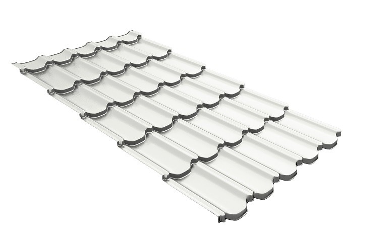 Металлочерепица квинта плюс с 3D резом 0,5 Satin RAL 9003 сигнальный белый купить в Тест