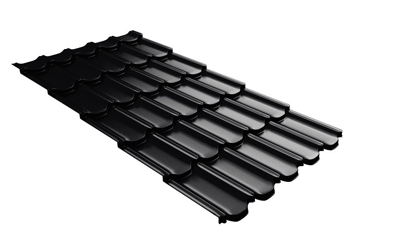 Металлочерепица квинта плюс с 3D резом 0,5 Satin Мatt RAL 9005 черный купить в Тест