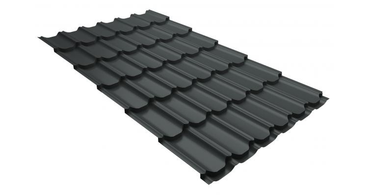 Металлочерепица квинта плюс 0,5 GreenCoat Pural RR 23 темно-серый (RAL 7024 мокрый асфальт) купить в Тест